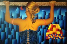 Quadro Dipinto Olio su Tela del grande maestro italiano Kino Mistral-Dim.60x90cm