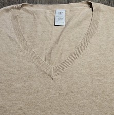 Mens Gap Long Sleeve Lighter Weight Tan Vee Neck Sweater Size XXL 2XL
