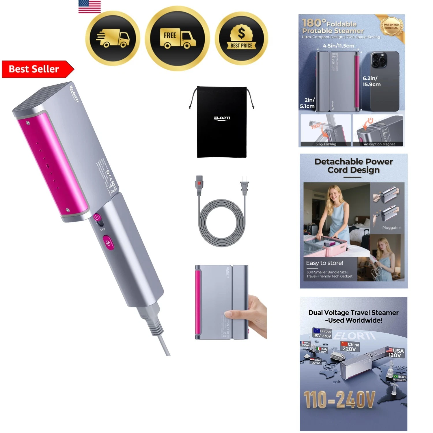 Travel Steamer Clothes Portable Mini Foldable Dual Voltage Fast Heat 1200W
Opens in a new window or