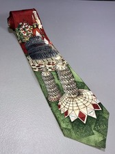 VTG Tabasco 100% Silk USA Made Tower Of Pisa Colosseum Novelty Men Tie