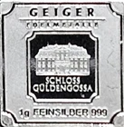 1 Gram .999 Fine Silver Geiger Edelmetalle Bar With Serial Number And Securty