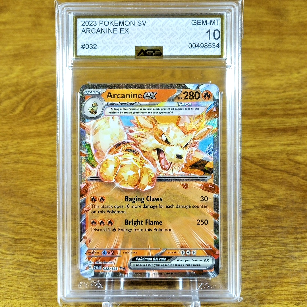 Pokemon Scarlet & Violet Base Arcanine EX 032/198 AGS Gem-MT 10