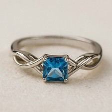 Infinity Promise Swiss Blue Topaz 925 Sterling Silver December Ring 1003