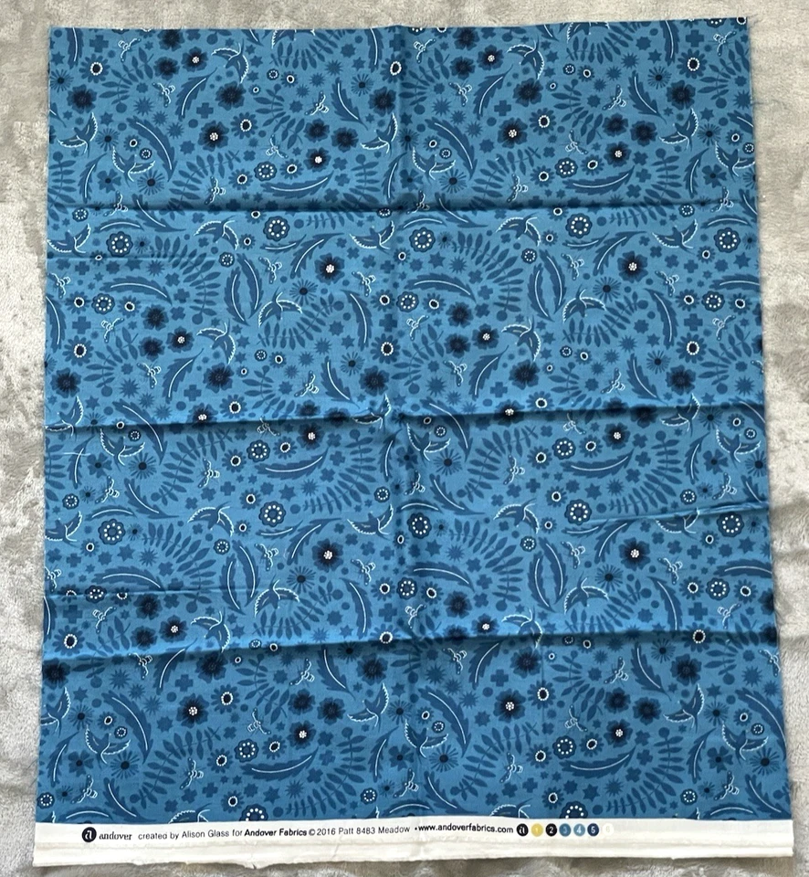 Andover By Alison Glass Meadow Pattern 8483 Blue 18 Inches x 42 Inches - Image 2 of 4