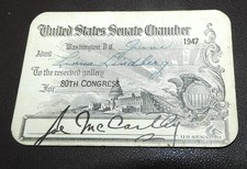 Vintage U.S. SENATE CHAMBER Card 1947 80th Congress SIGNED JOE McCARTHY!! RARE