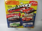 Matchbox Lesney Superfast SPEEDSTICKS- 4 cars have tampo plus stickers, carded