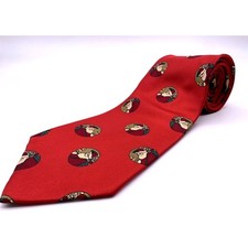 Noel Necktie Mens OS Red Santa Claus Medallion Silk Christmas Holiday USA Made