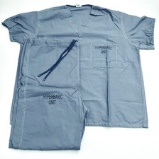 Medline Mens Large Blue Reversible Cotton Scrubs Pants/Shirt Set- Free Shipping