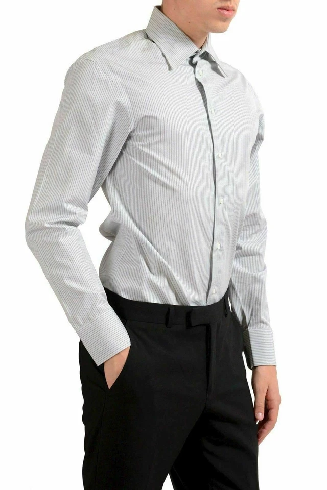 Camisa de vestir manga larga a rayas Armani Collezioni para hombre US 15 IT 38 Foto 2 de 4