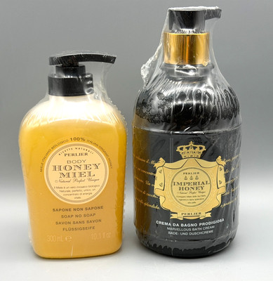 Perlier Imperial Honey Black Bee Bath & Shower Cream Pump 16.9 + Body soap 10.1