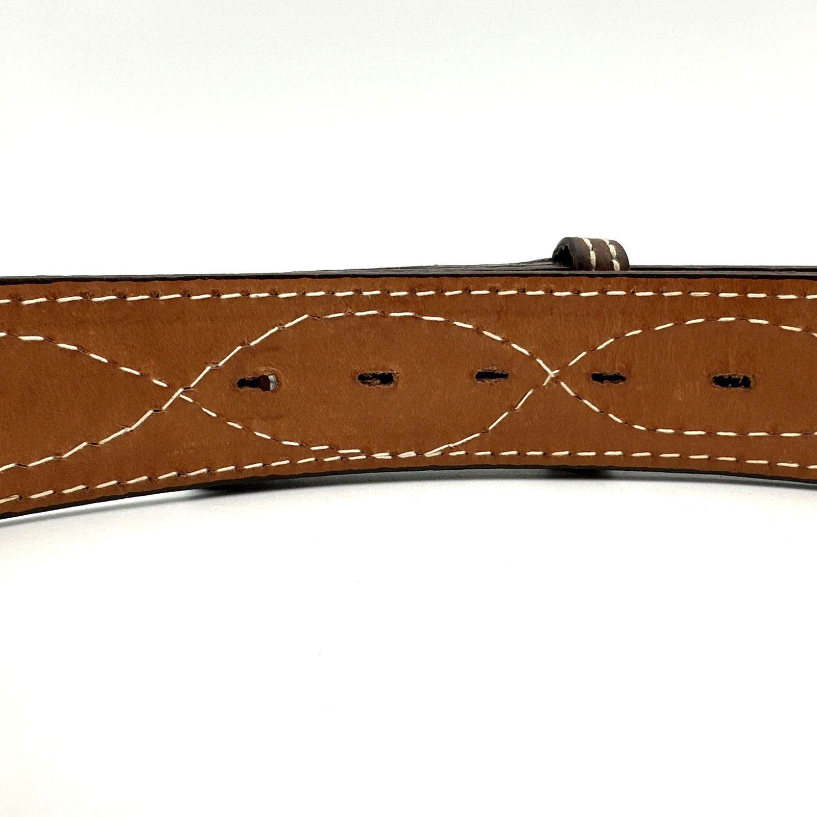 Nocona Leather Belt Brown Stitched Size 34 Built In Buckle USA Western Cowboy