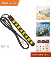8 Outlet Power Strip 2100J Surge Protector, 15FT Heavy Duty Extension Cord Wi...