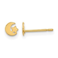 14k Yellow Gold Madi K Kids Star and Moon Post Earrings Celestial