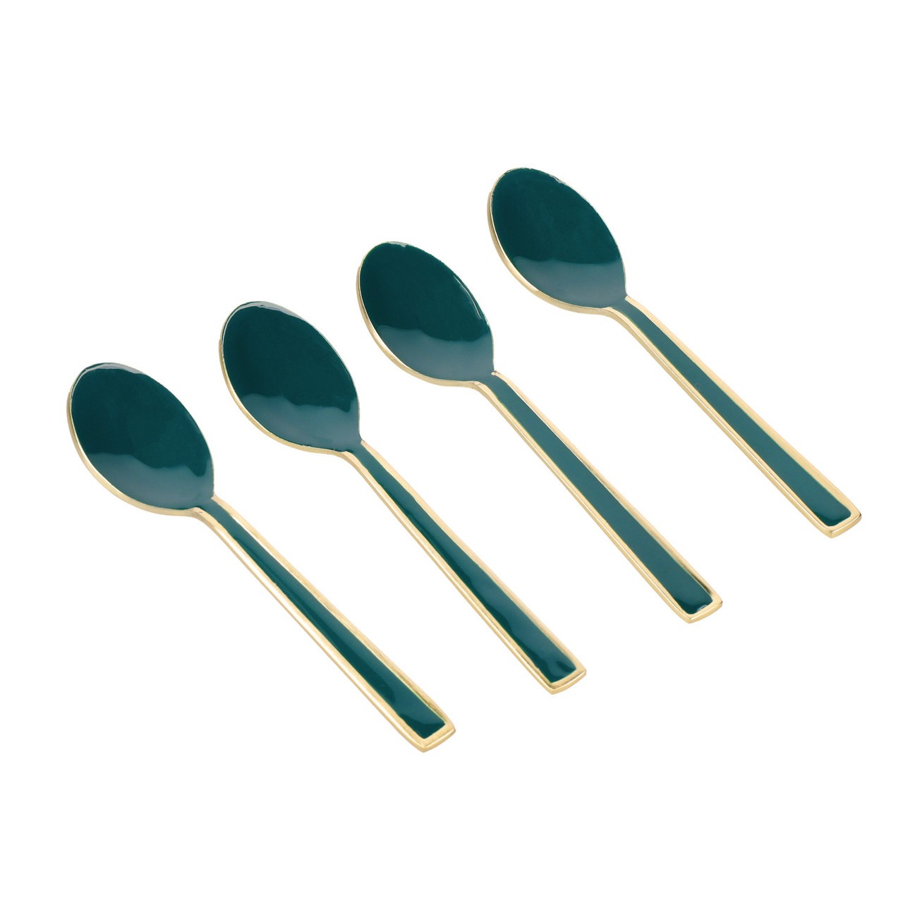 Artesà Teaspoons, Set of 4, Green and Gold