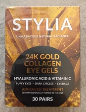 Stylia 24K Gold Collagen Eye Gels – Hyaluronic Acid & Vitamin C – 30 Pairs