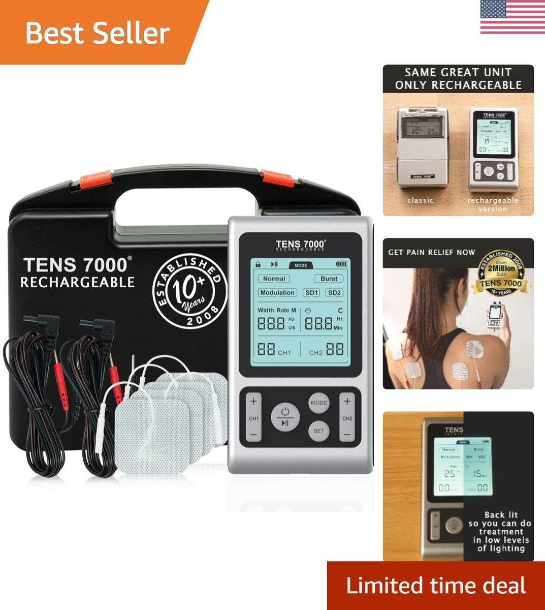 Tensaiページ Compact Rechargeable TENS Machine - Effective Relief for Back
