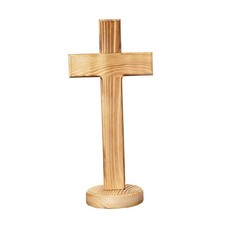 Wood Standing Cross Art Crafts Ornament Christian Wooden Sculpture Tabletop