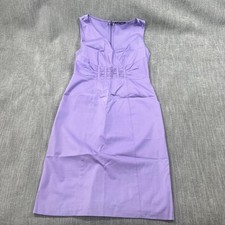 Elie Tahari Dress W 2 Purple Sheath V-Neck Ruched Office Party Cocktail *flaw