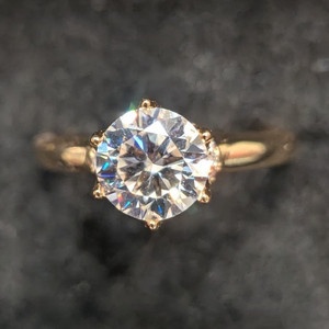 Authentic 1CT Round Moissanite Solitaire Ring Hidden Crown S925 Silver Size 7 Gold Plated