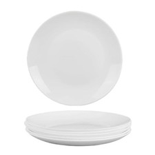 White Bone China Dinner Plates 10.5 Inch Set of 6 Microwave Dishwasher Safe