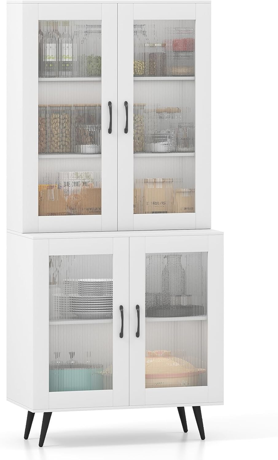 Buffet Pantry Cabinet Tall White Kitchen Storage Unit Pantry Sideboard Organizer