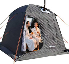 Portable 3-4 Person Steam Sauna Tent for Outdoor Relaxation  Detox, Gray/Black