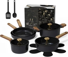 Ceramic Cookware Set Nonstick, 14Pcs Pots and Pans Set Nonstick, Non-Toxic & Pfa