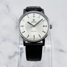 OMEGA Geneve Automatic 165.070 Silver Dial Vintage Mens Watch New Leather Strap