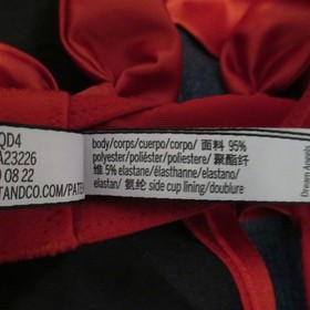Victorias Secret Bra 32DD Red Satin Bow Peek A Boo Underwire Dream Angels
