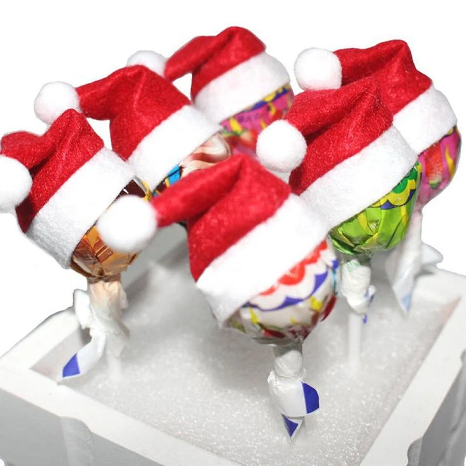 10Pcs Christmas Ornaments Red Reusable Santa Hat Pendant for Tree Decoration - Image 4 of 4