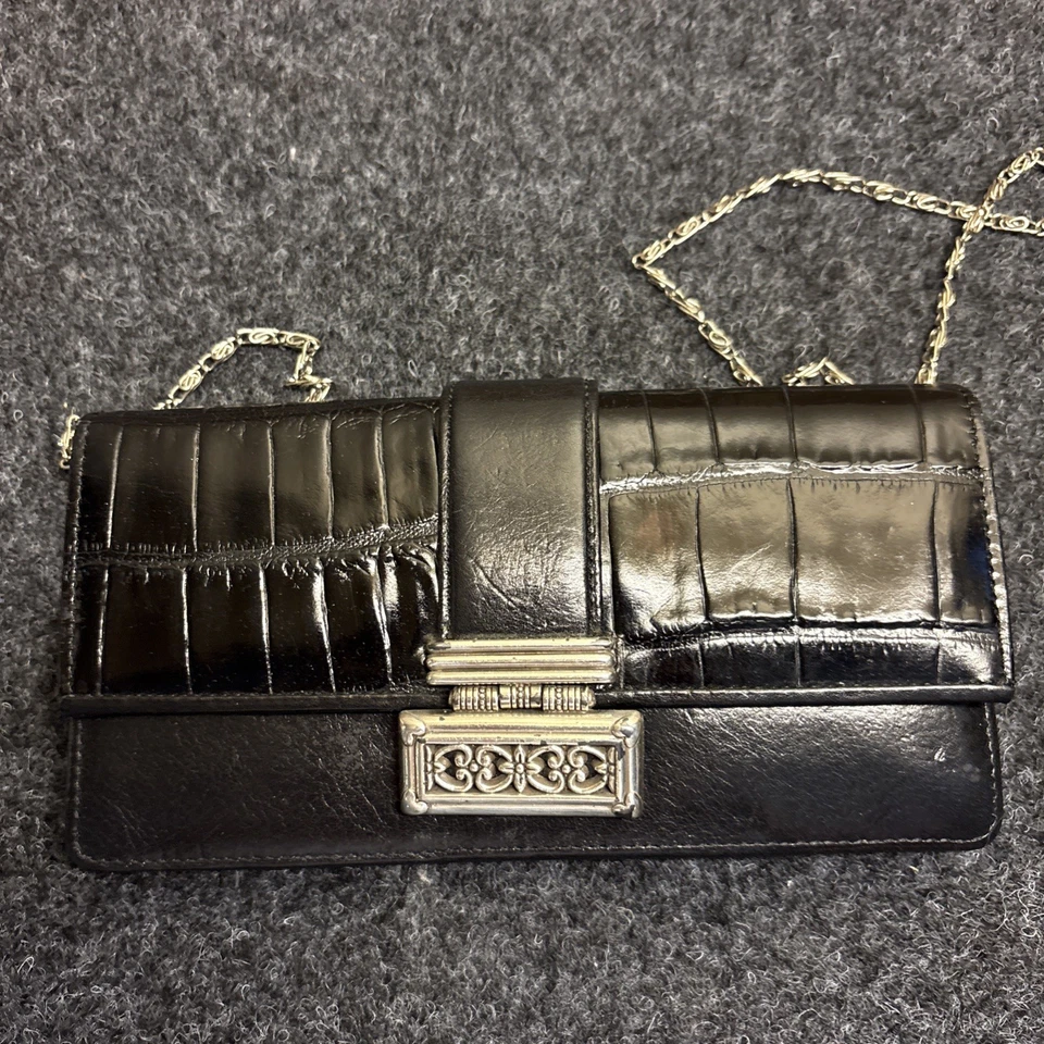 Brighton Mini wallet Bag Chain Black Croc Leather Crossbody shoulder bag - Image 4 of 4