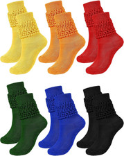 6 Pairs Women Slouch Socks Soft Cotton Scrunch Sock Knee High Stacked Boot Socks