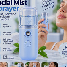 Facial Steamer Mist Sprayer USB Rechargeable Compact Portable Blue Moisturizer