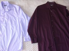 2 Van Heusen Men's Shirts L 32/33 Long Sleeve Reg Fit Burgundy  Lavender