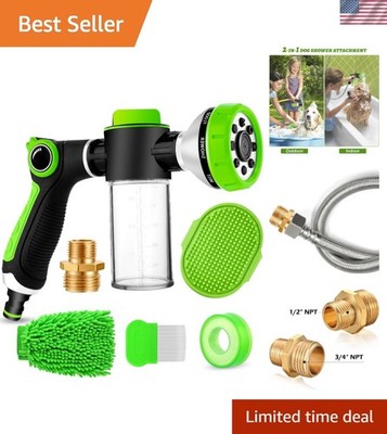 Versatile Pet Wash Hose Attachment   8 Sprayer Modes Ideal for Indoor & Outdoor