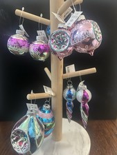 Christopher Radko Shiny Brite Flocked Indent  Christmas Ornaments Lot of 10