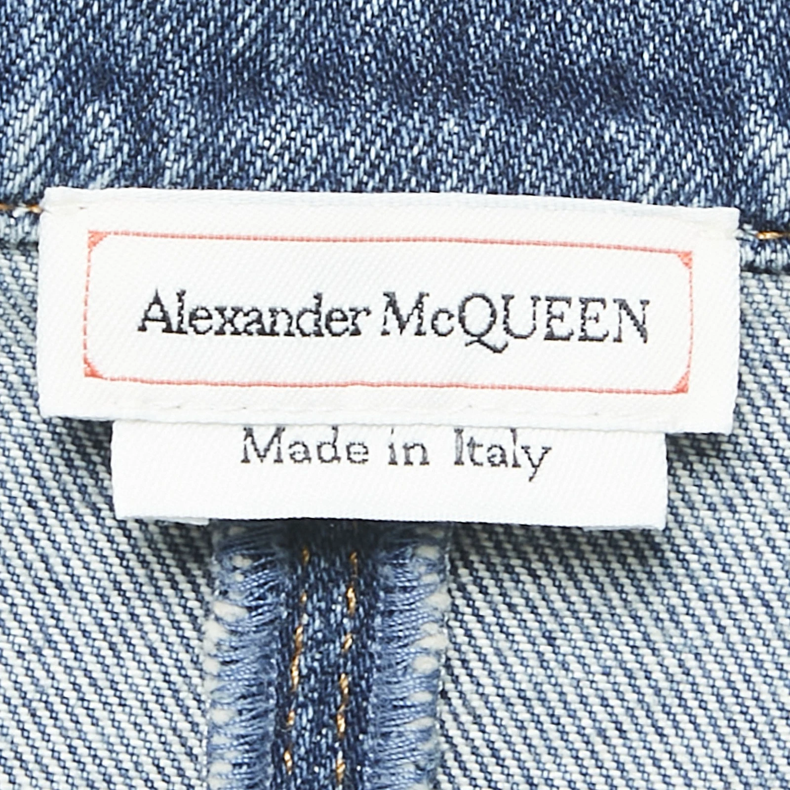Abito midi svasato Alexander McQueen blu denim manica a sbuffo M