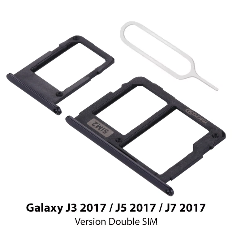 Samsung Galaxy J3 2017 / J5 2017 / J7 2017 Tiroir Double Carte SIM MicroSD NOIR - Photo 1/3