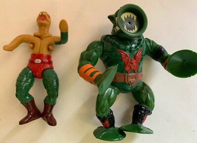Masters Of The Universe Leech Horde 1984 & King Hiss 1985 Action Figures (y)