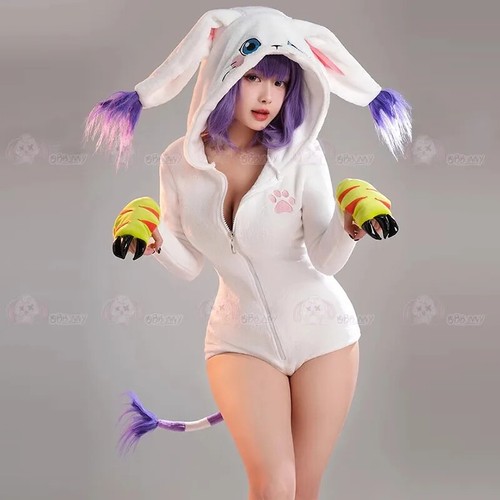 Cosplay Costume Women Sexy Flannel Hooded Bodysuit Socks Suit Cartoon Plush - Picture 33 of 37