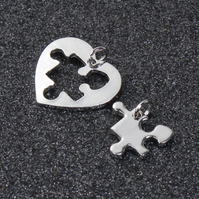 Puzzle Piece Charms Set Silver Heart Autism Awareness Friendship Mother ...