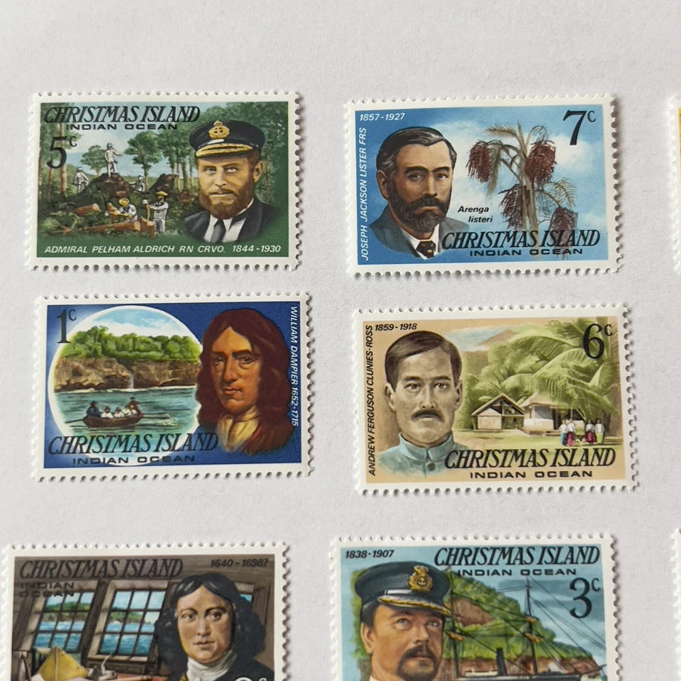 1977-78 Isla de Navidad Como Nueva MNH OG LOTE DE 16 SELLOS CONJUNTO #69-84 VISITANTES FAMOSOS Foto 2 de 4
