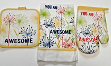 New Kitchen Dish Towel Pot Holder Set  Awesome Oven Mitt, Dish Towel, Pot Holde