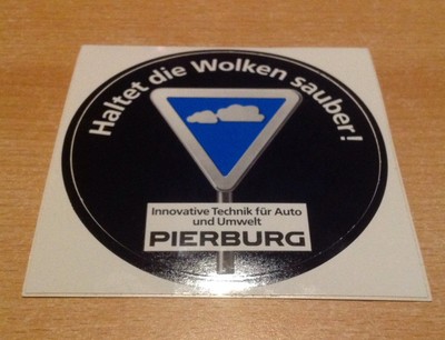 Alter Aufkleber PIERBURG Innovative Technik  Auto + Umwelt, ca. 10,8  x 10,8 cm