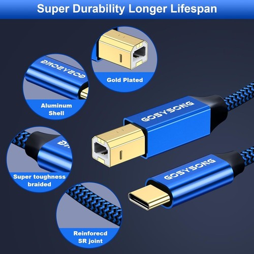 50ft USB C to USB B Cable - High-Speed, Durable & Ideal for Printers & Scanners - Photo 7 sur 9