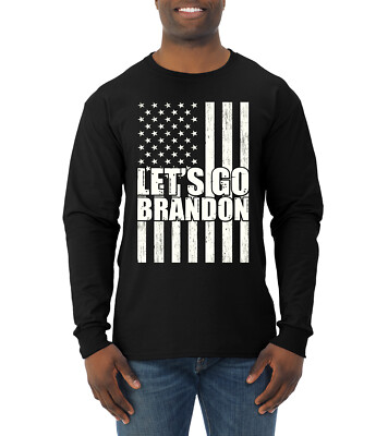 Lets Go Brandon Conservative Anti Liberal American Flag Men Long Sleeve Shirt