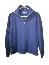 Men's Polo Ralph Lauren 1/4 Zip Navy Blue Sweater - Size Medium