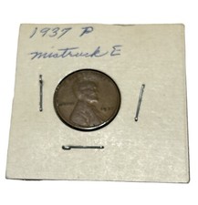 1937 Lincoln Wheat Penny No Mint Mark L And E On Liberty Error Rare Coin