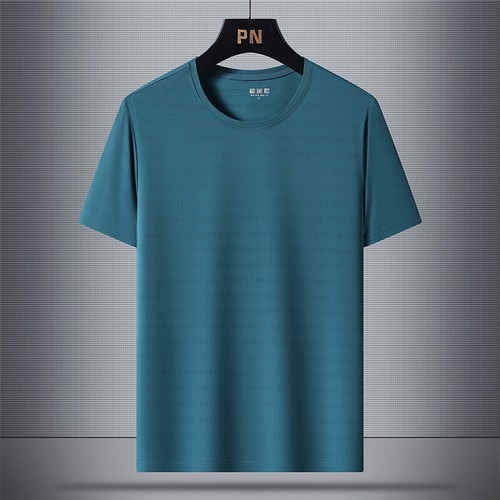 Ice Silk Thin Short Sleeve T-shirt Men's Summer Crewneck T-shirt Gradient Blazer - Foto 16 di 16