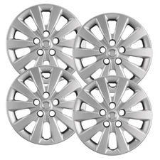 (4) 16" Silver Hubcaps for Nissan Sentra, Leaf 2013-2019, 10 Spoke, Heavy Duty 